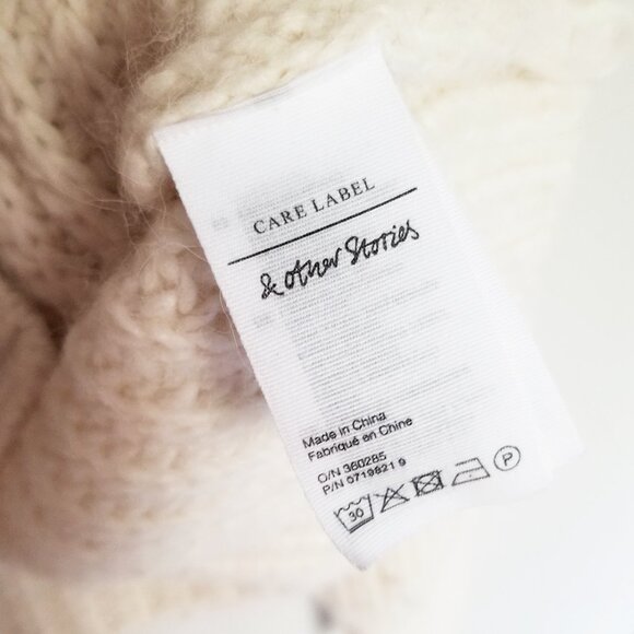 & Other Stories Oversized Rib Knit Cardigan S Alpaca Wool Blend Cream Chunky - Picture 9 of 16